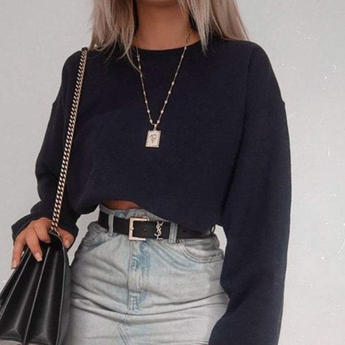 Women's Long Sleeve Crop Top T-Shirts