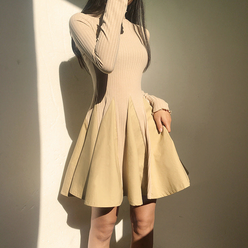Knitted High waist A-line dress