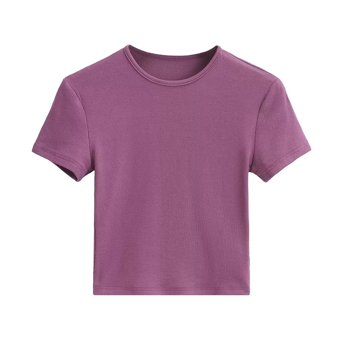 Basic Style Slim-fit Solid Color Crop Top
