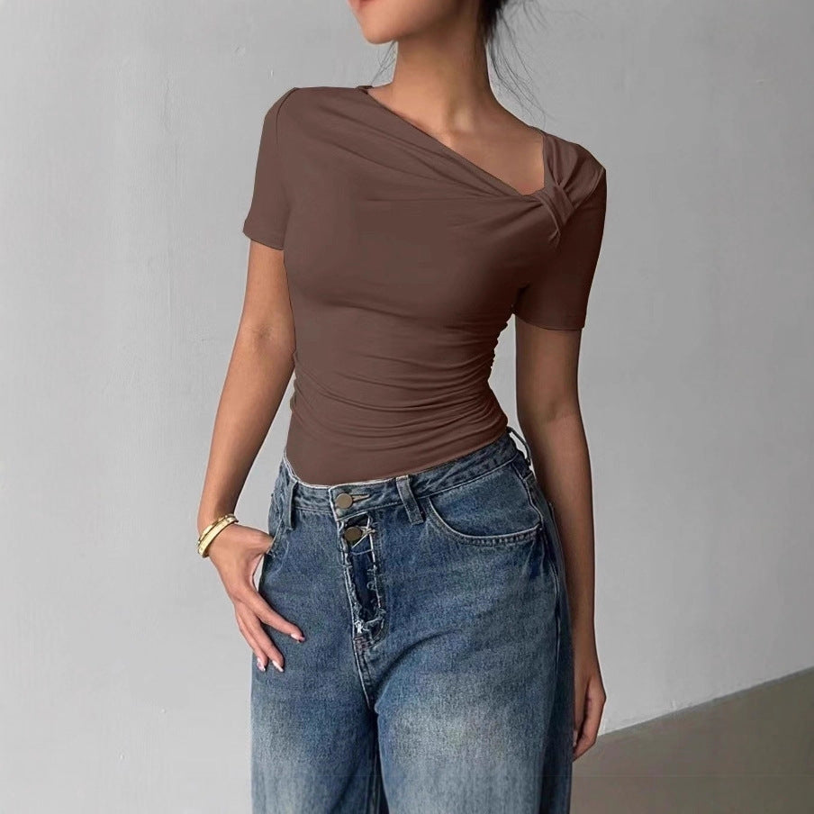 High-end Off-shoulder Short-sleeve Top Blouse