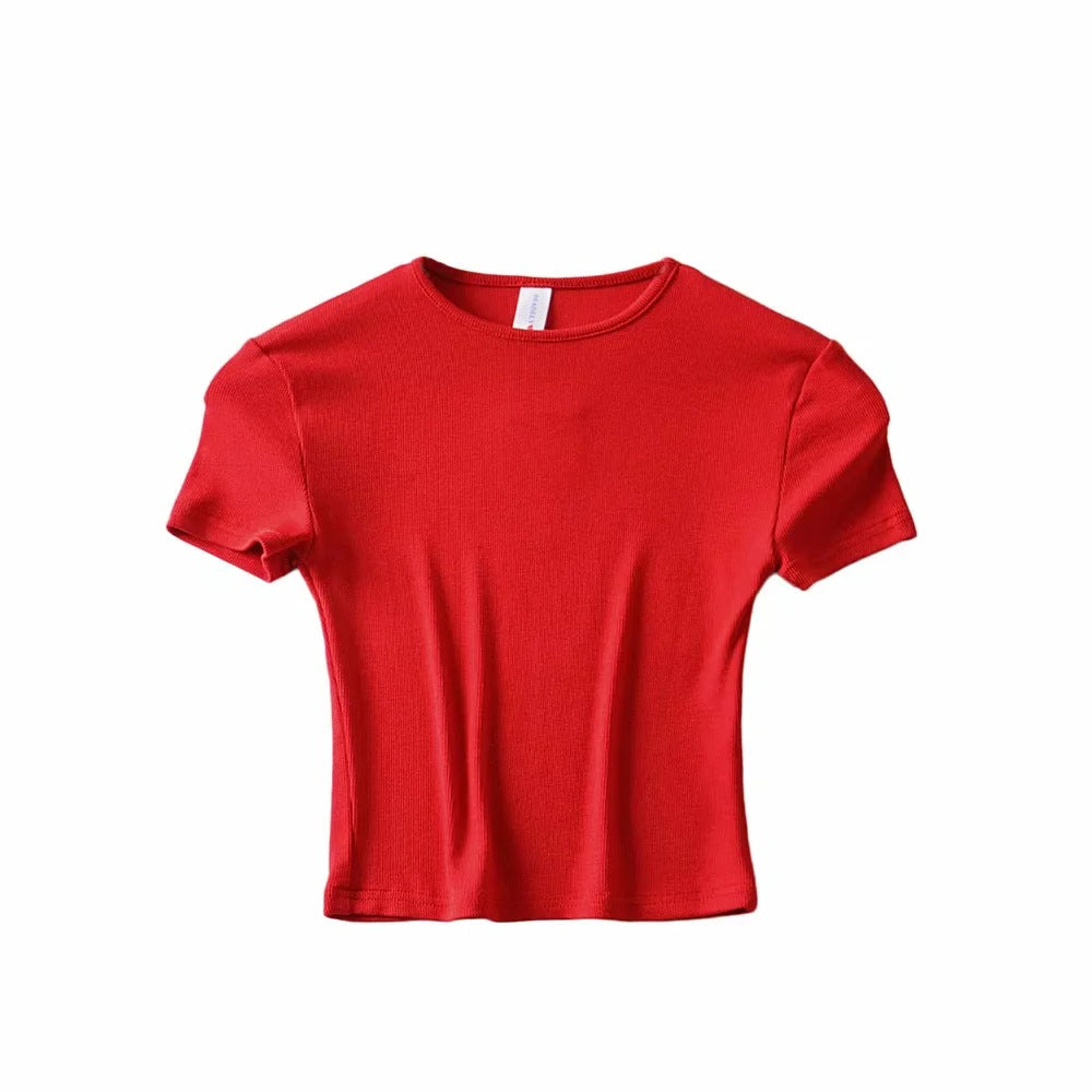 Basic Style Slim-fit Solid Color Crop Top