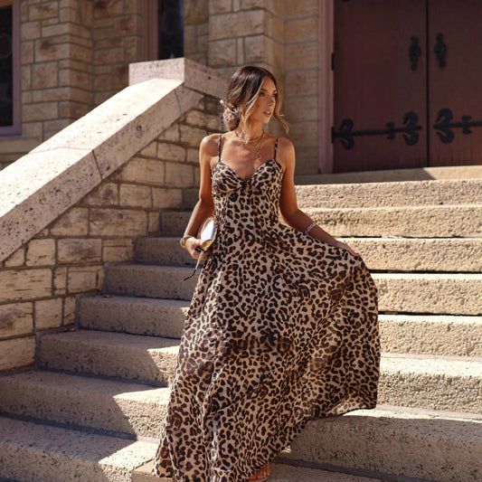 Sexy Leopard Print Camisole Dress Women