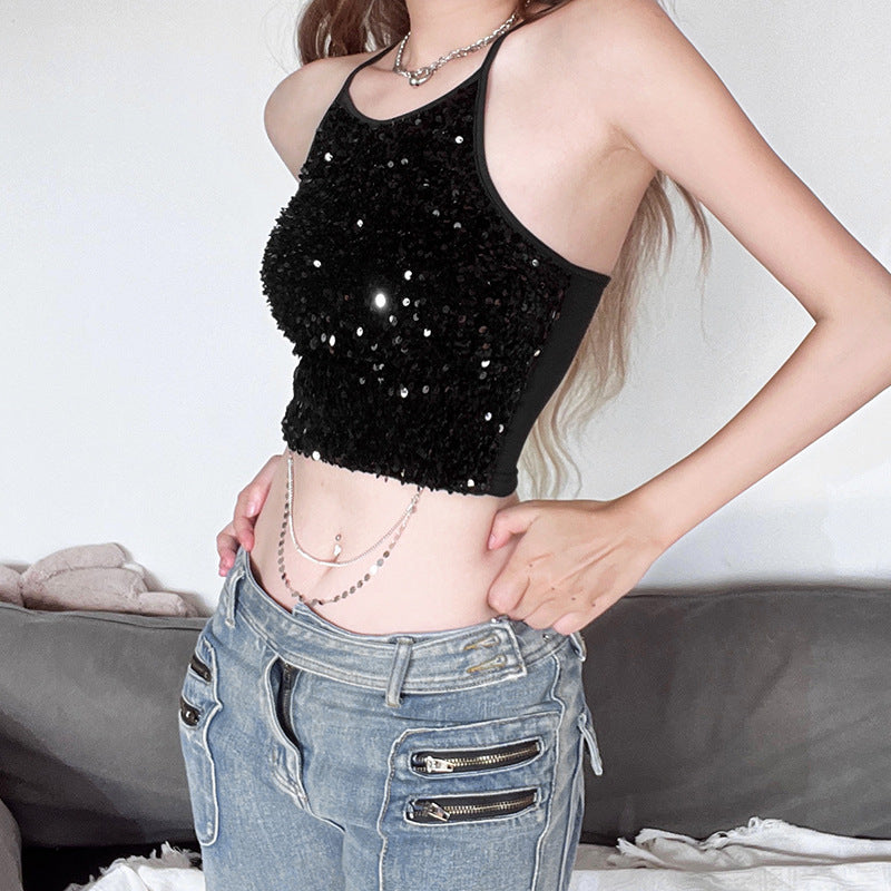 Sexy Chic Metal Chain Backless Camisole