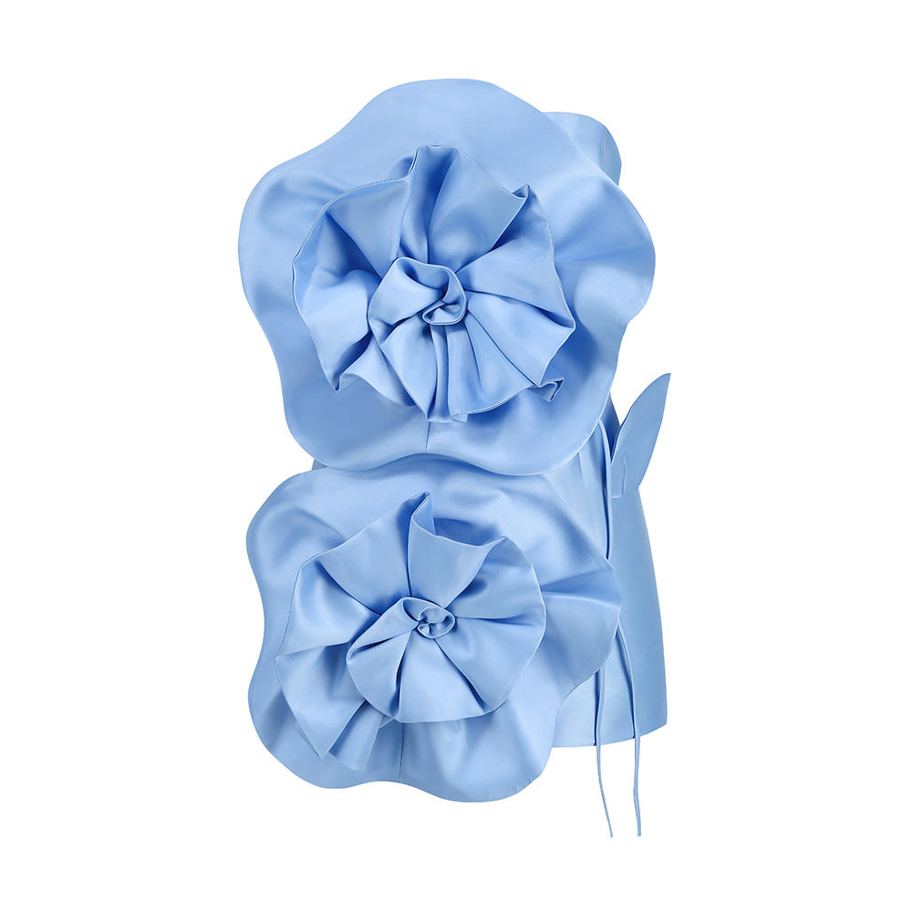 Back Strap Decorative Flower Dress