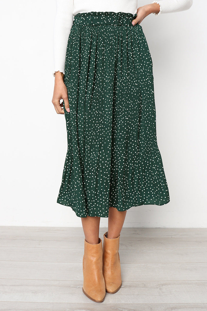 Designed Pocket Pleated Long Skirt