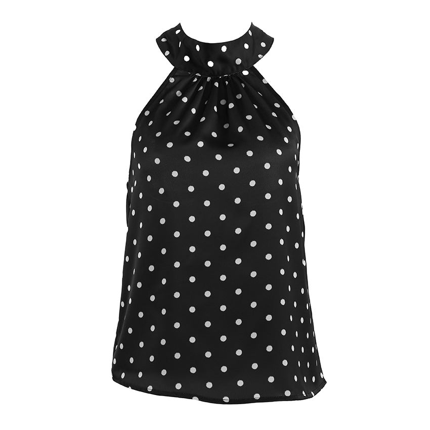 Polka Dot Lace-up Halterneck Camisole