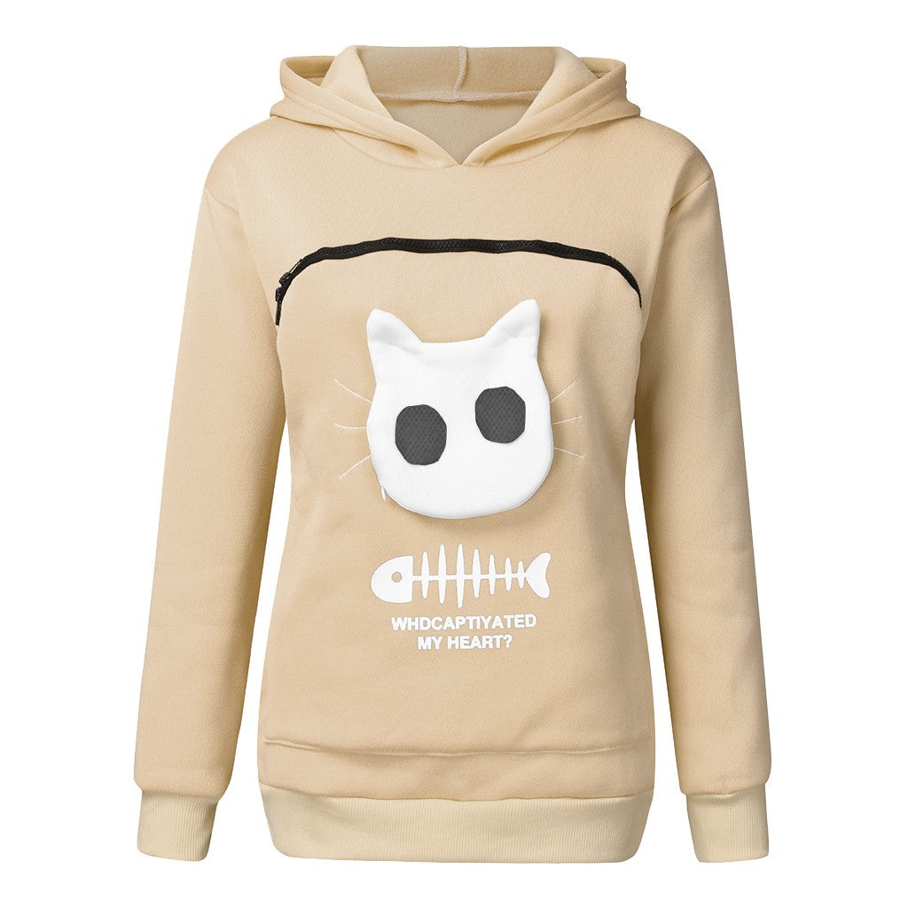 Kangaroo Hoodie Sweatshirt Cat Pet Pocket Sweater