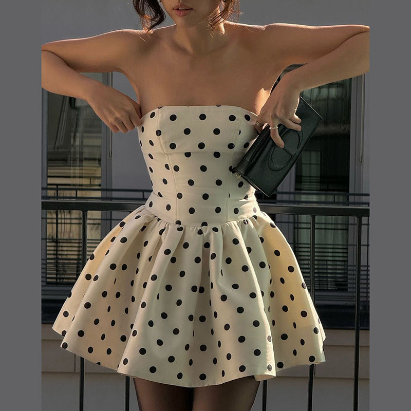 Retro Dot-printed  Form-fittingTube Dress
