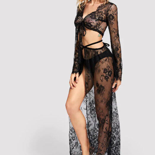 Sexy lace beach dress split lace skirt