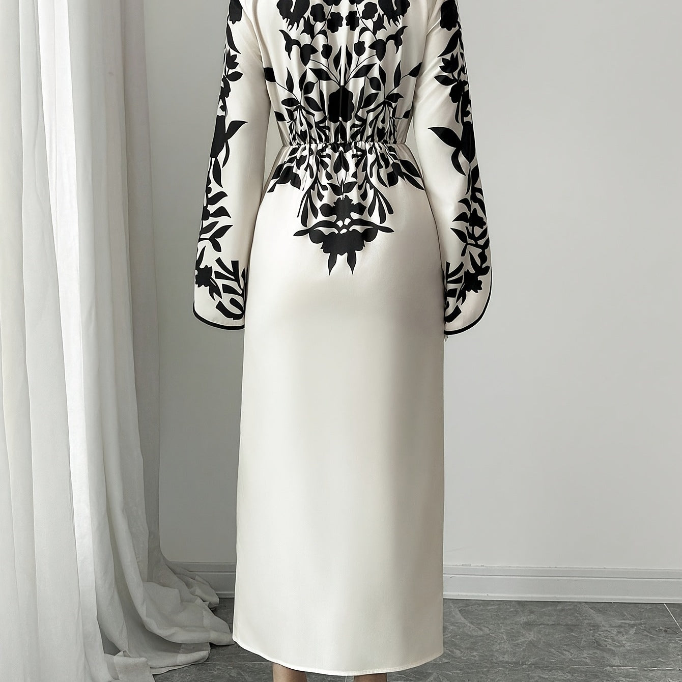 Floral Print Cross Neckline Slit Maxi Dress