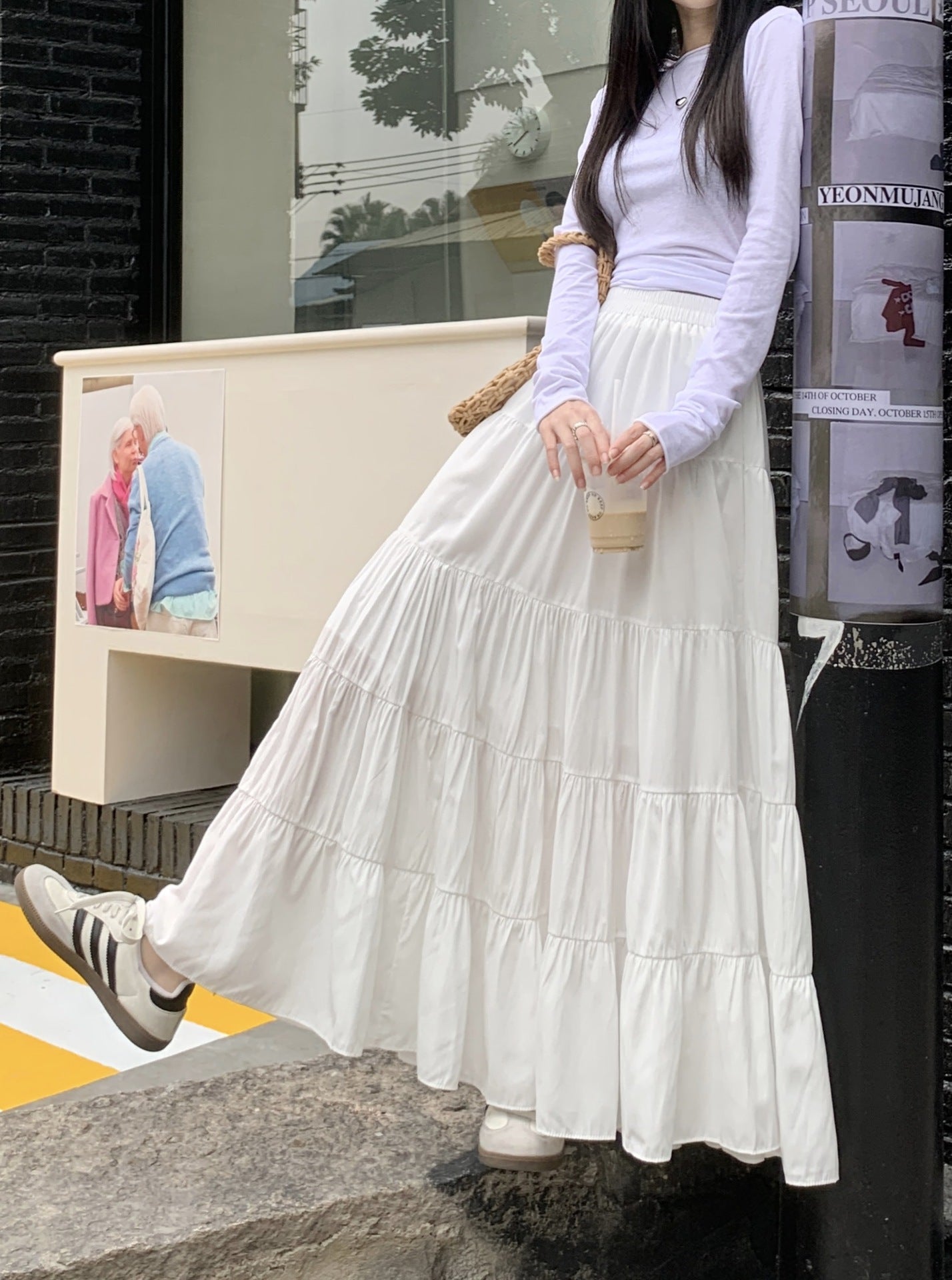 High Waist A- Line Long Skirt
