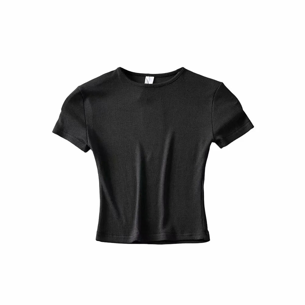 Basic Style Slim-fit Solid Color Crop Top