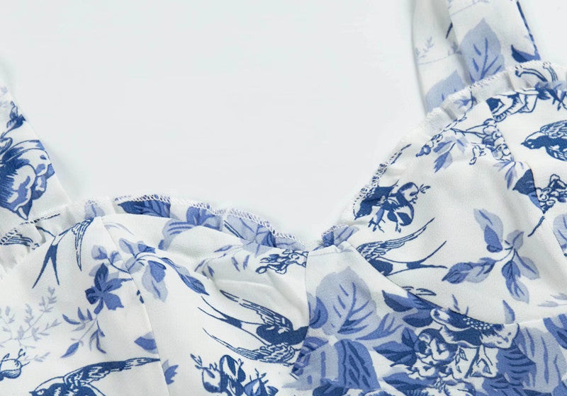 Florral Vintage Print Slim Crop Top