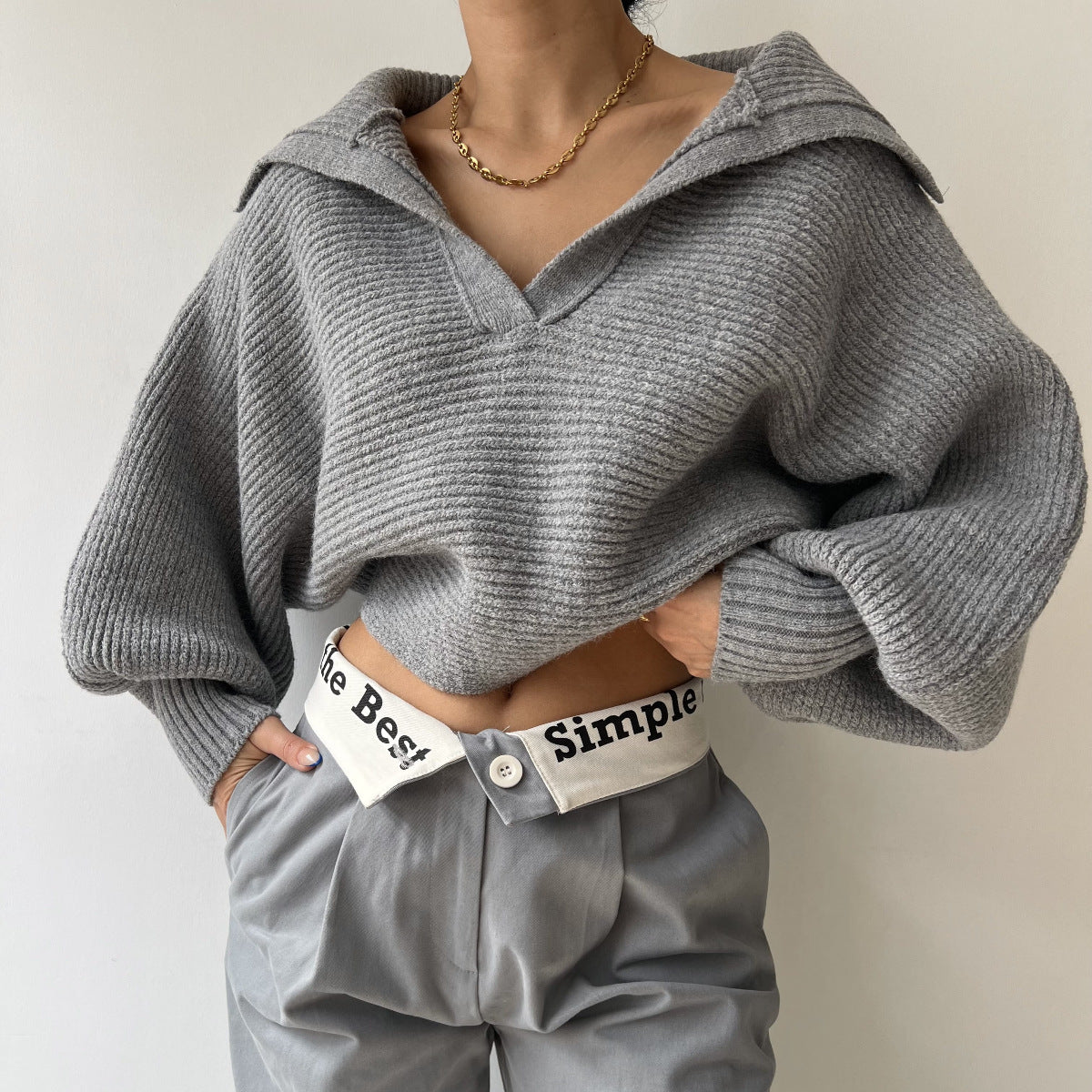 Oversized Knitted Sweater Blouse