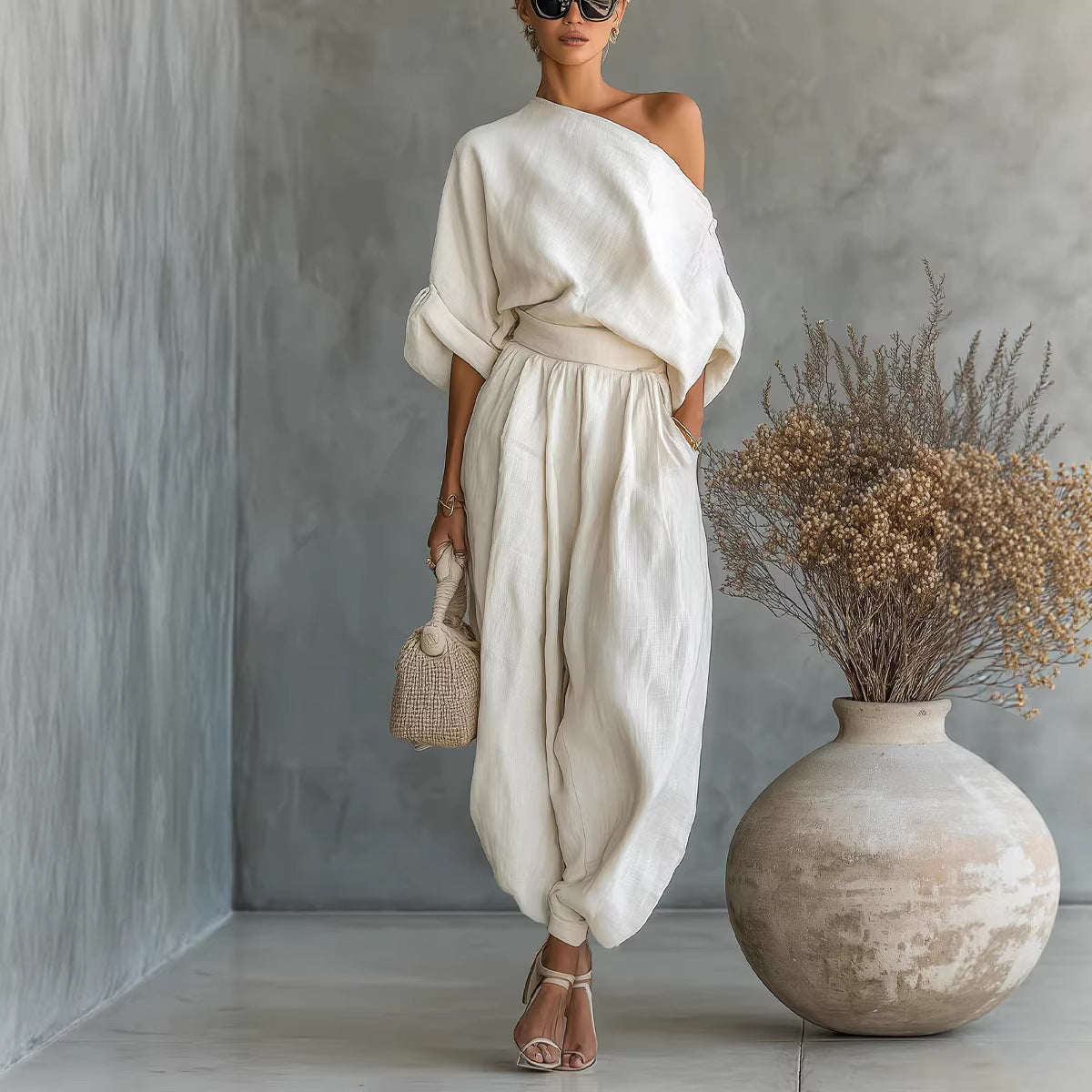 Loose Wide-leg Lantern Pants and shirt