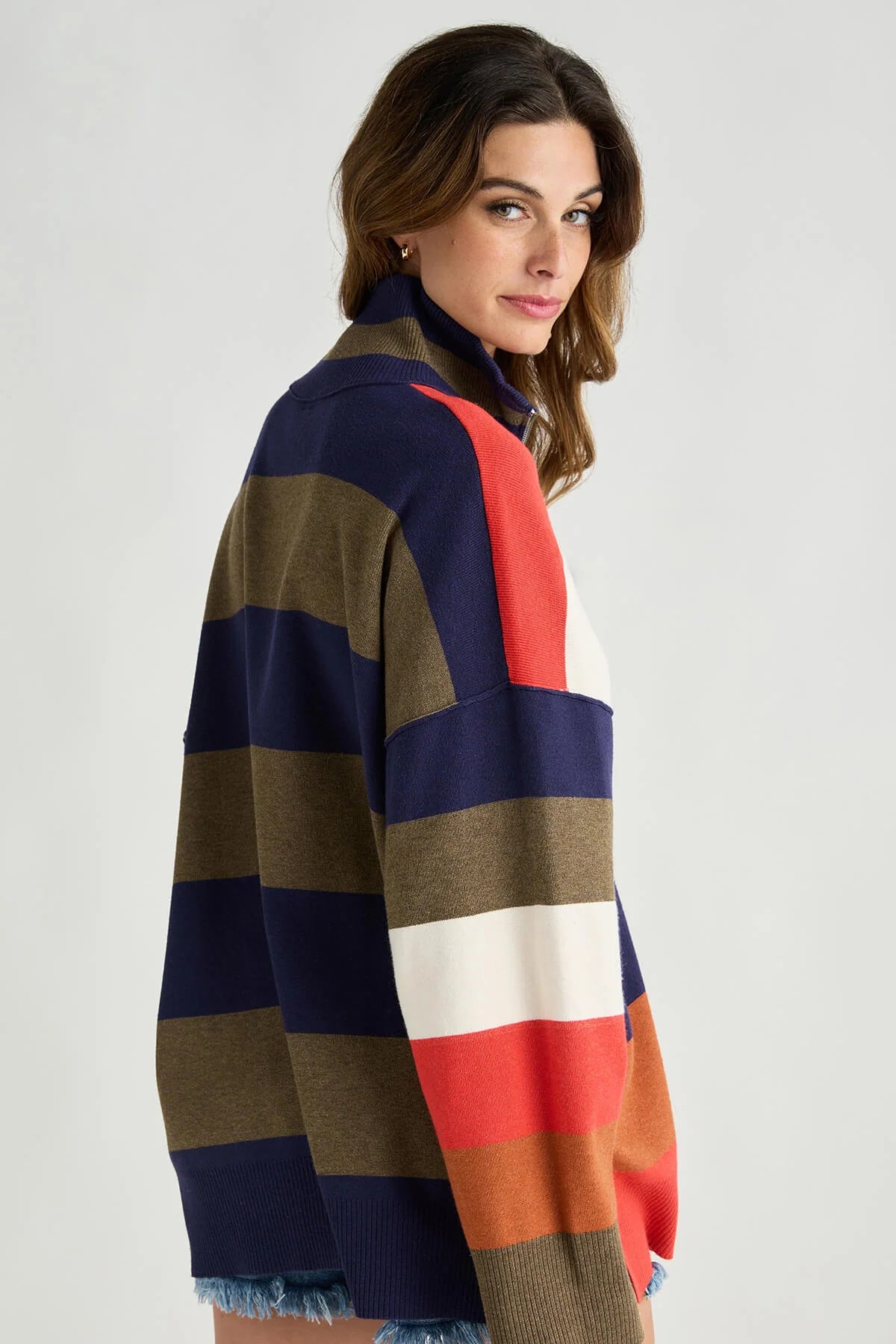 Half Zip Turtleneck Sweater Blouse