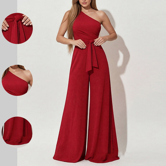Straight-leg Pants Strapless Lace-up Jumpsuit
