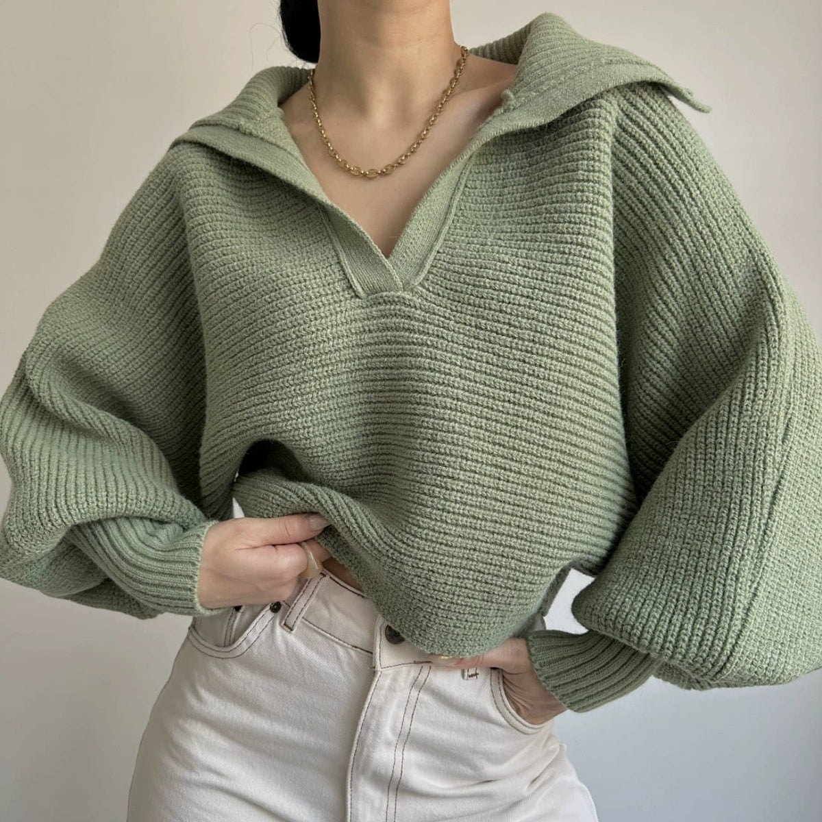 Oversized Knitted Sweater Blouse