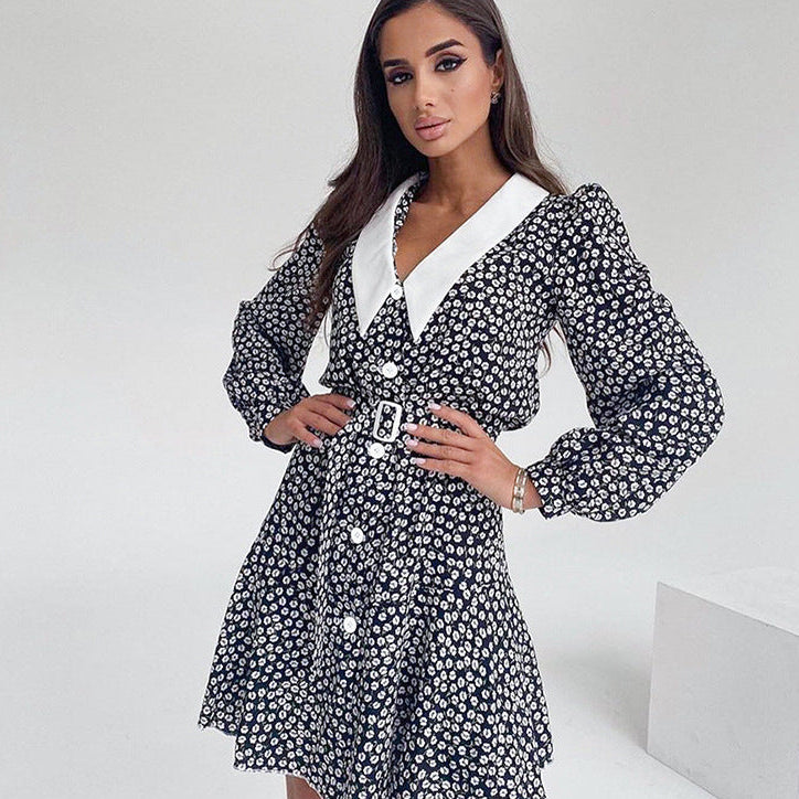 Fashion Puff Sleeve Floral Dress