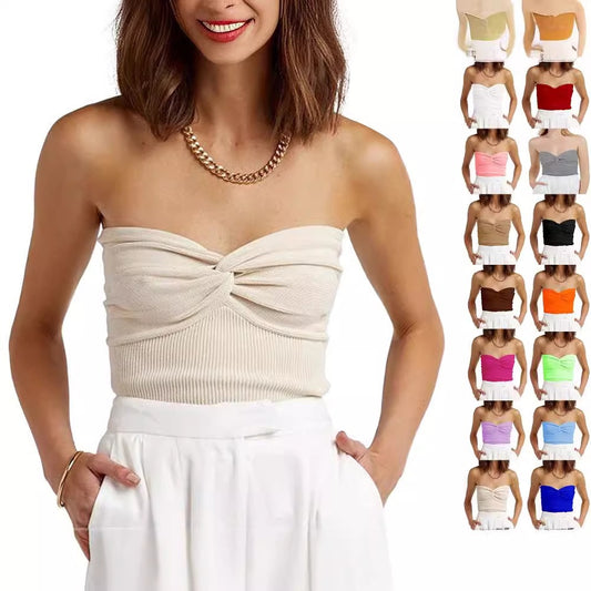 Twisted Knitted Sling Short Tight Top