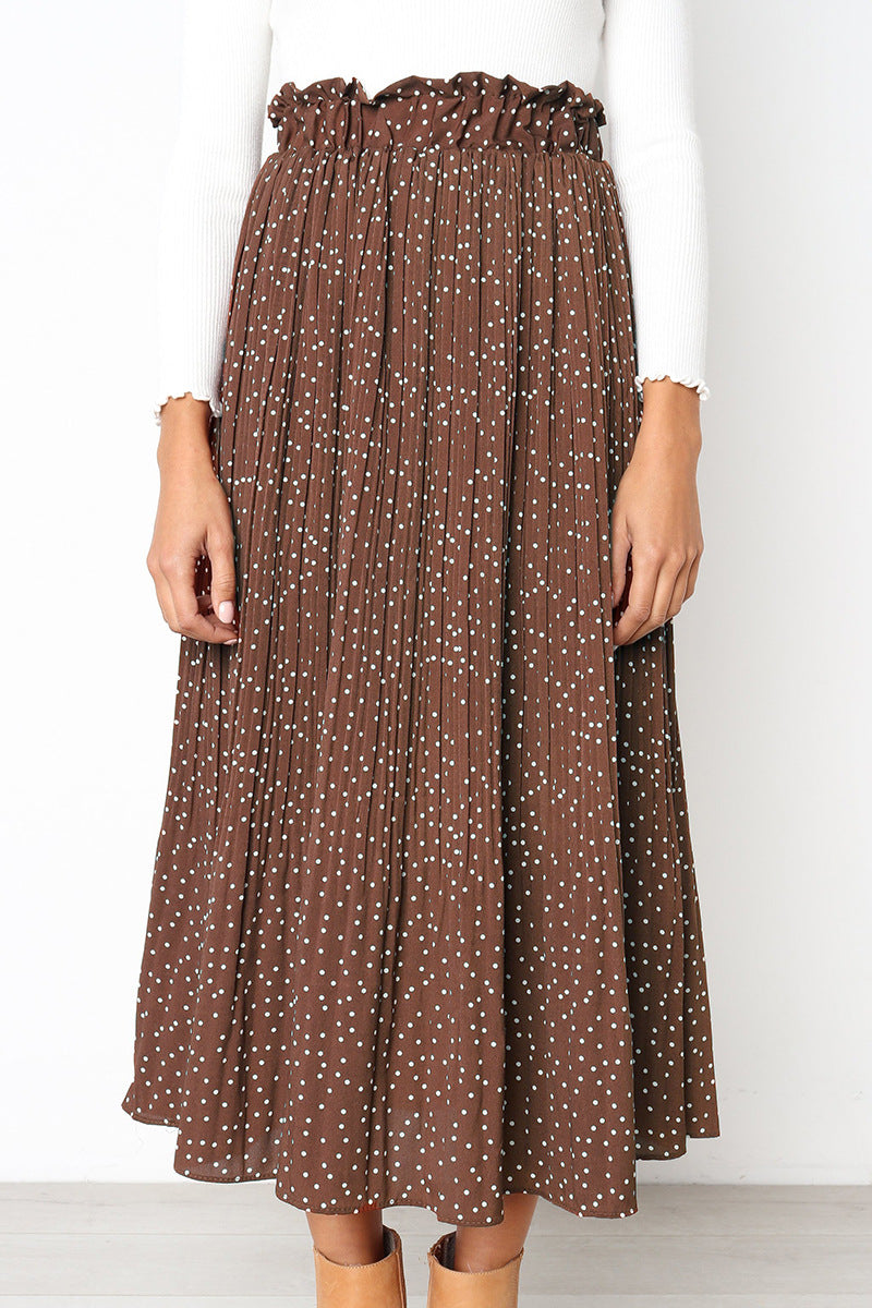 Designed Pocket Pleated Long Skirt