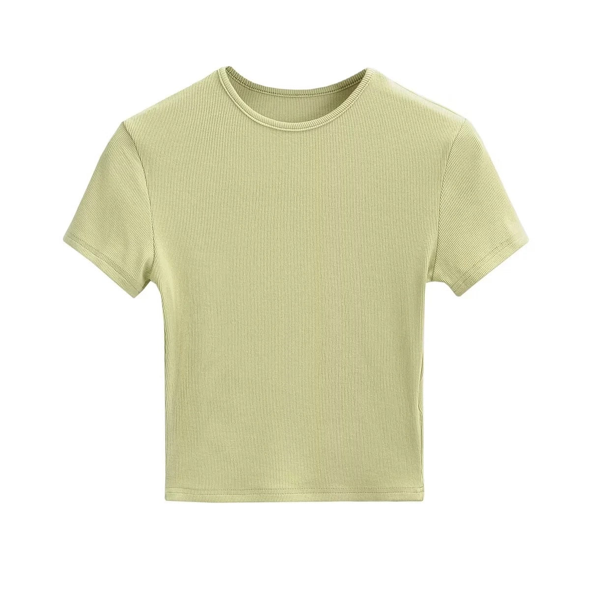 Basic Style Slim-fit Solid Color Crop Top