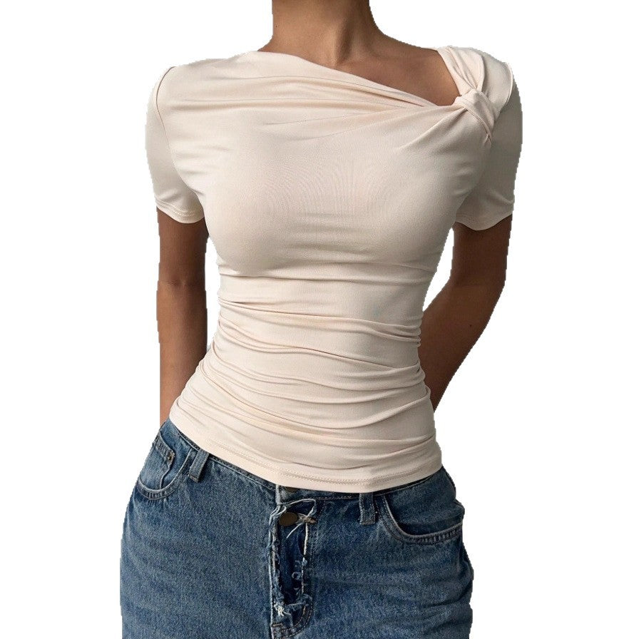 High-end Off-shoulder Short-sleeve Top Blouse