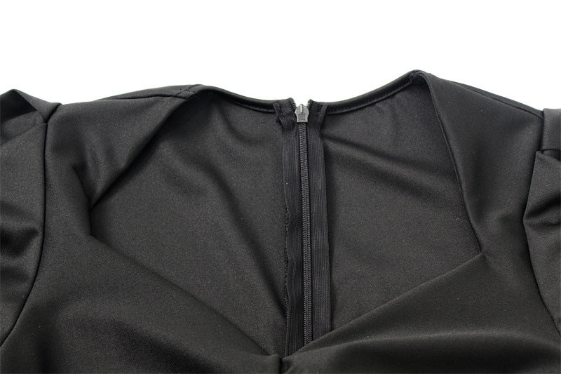Solid Color Fashion Temperament Dress Long Women
