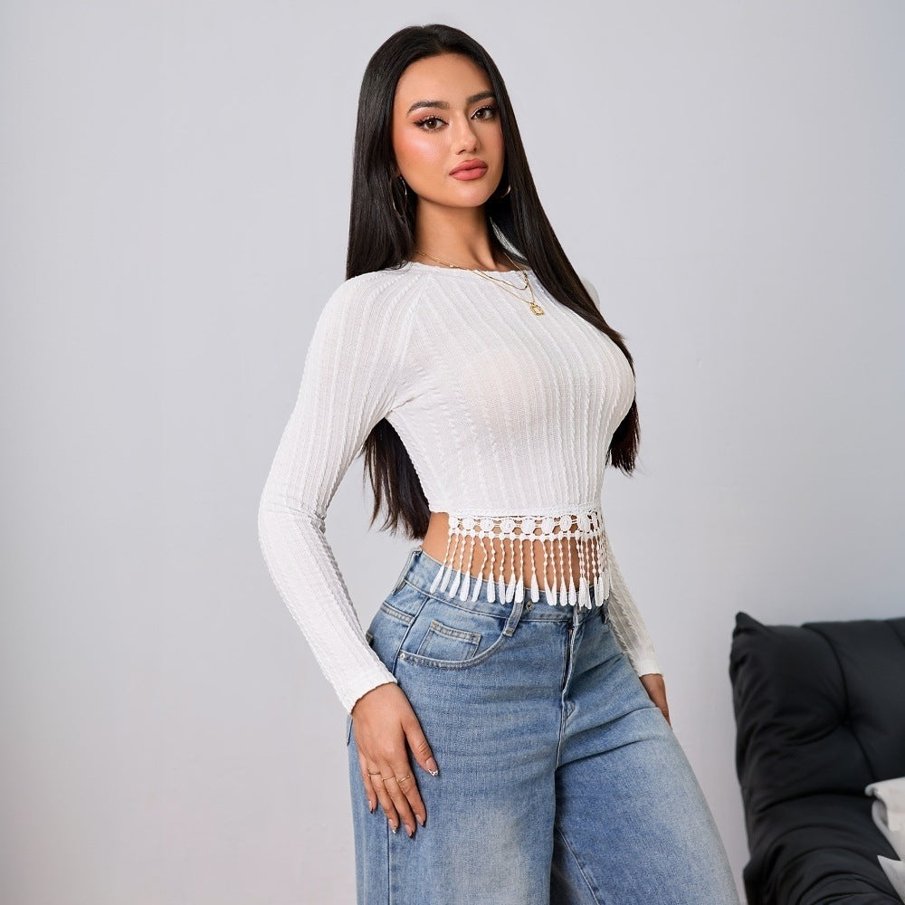 Tassel Design Sense Slim Fit Slimming Crop Top