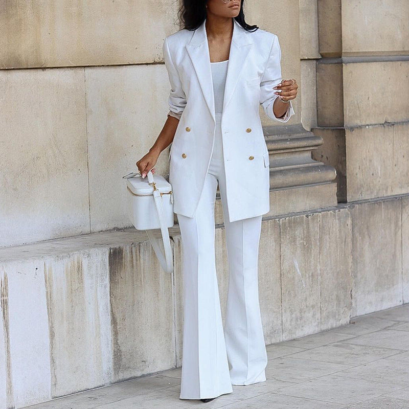 Casual Fashion Suit Wide Leg Pants Two Piece