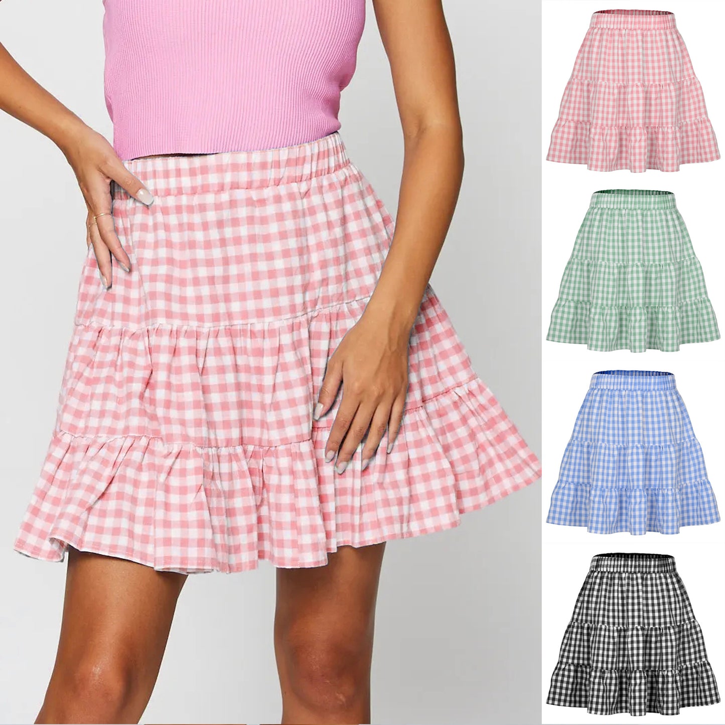 Plaid Mini Skirt High Waist