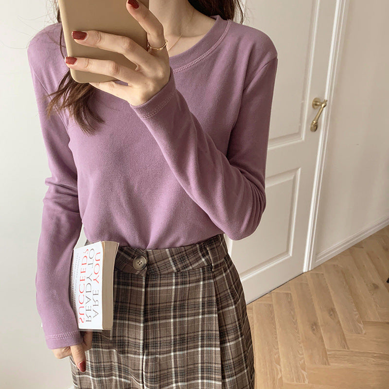 Women's Fashion Casual Bottoming Round Neck Long Sleeve T-shirt Top