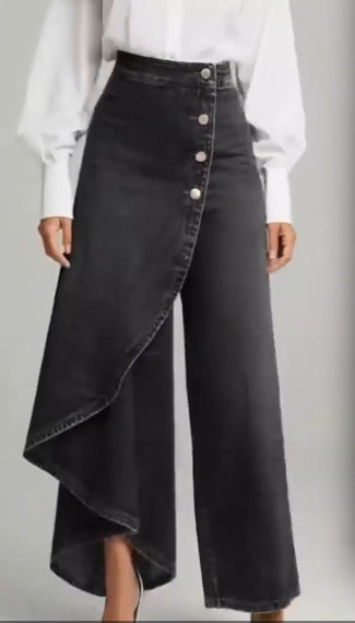 Large Ruffled Buttons Trousers Jeans