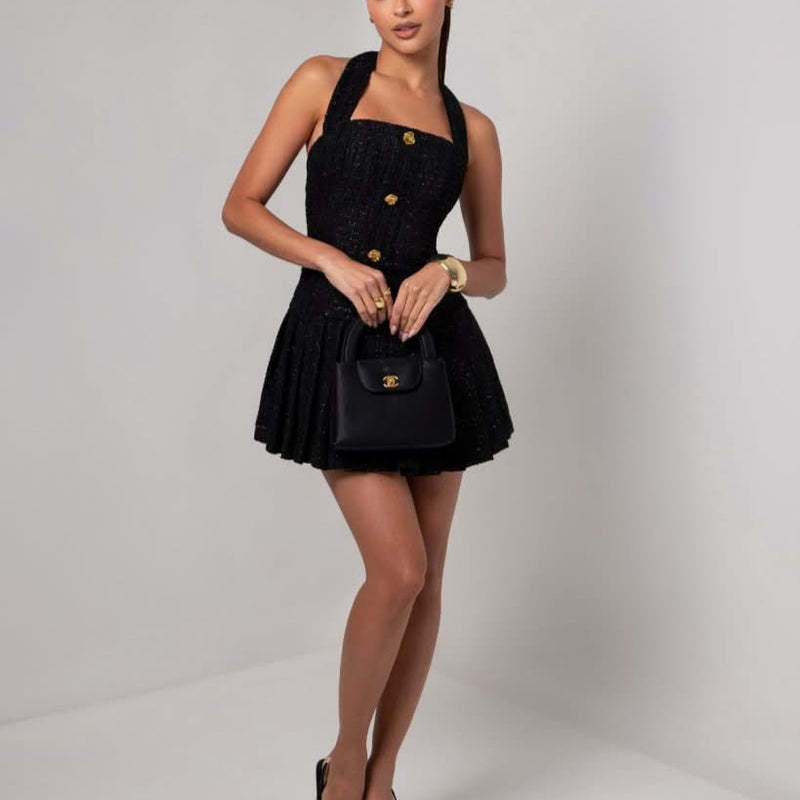 Halter Neck Buttoned Dress
