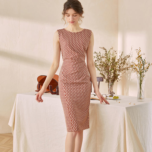 Waist Folds Mid-length Hip Plaid Dress