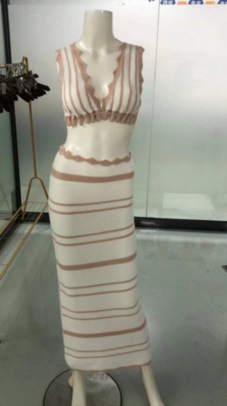 2pcs Striped Bikini Suits For Women