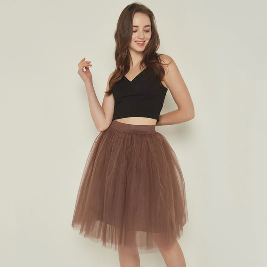 Mesh Pleated Bubble Skirt