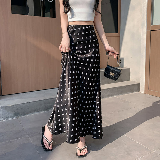 Polka Dot Satin Long Satin