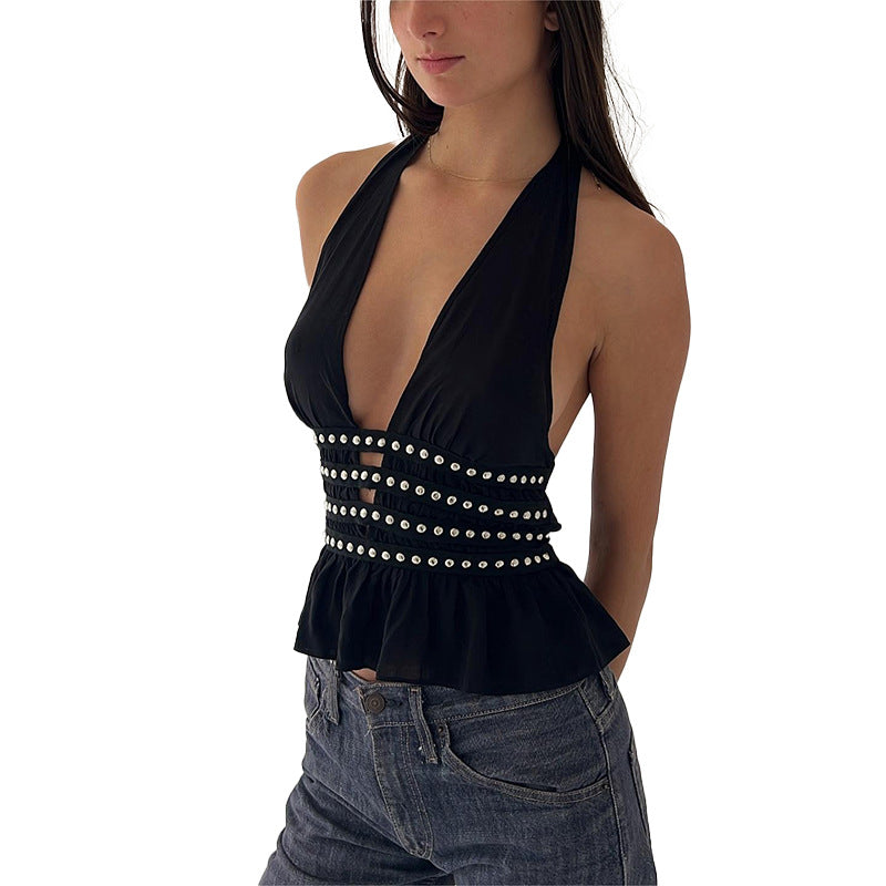 Deep-V Halter Tank Top In European And American Style