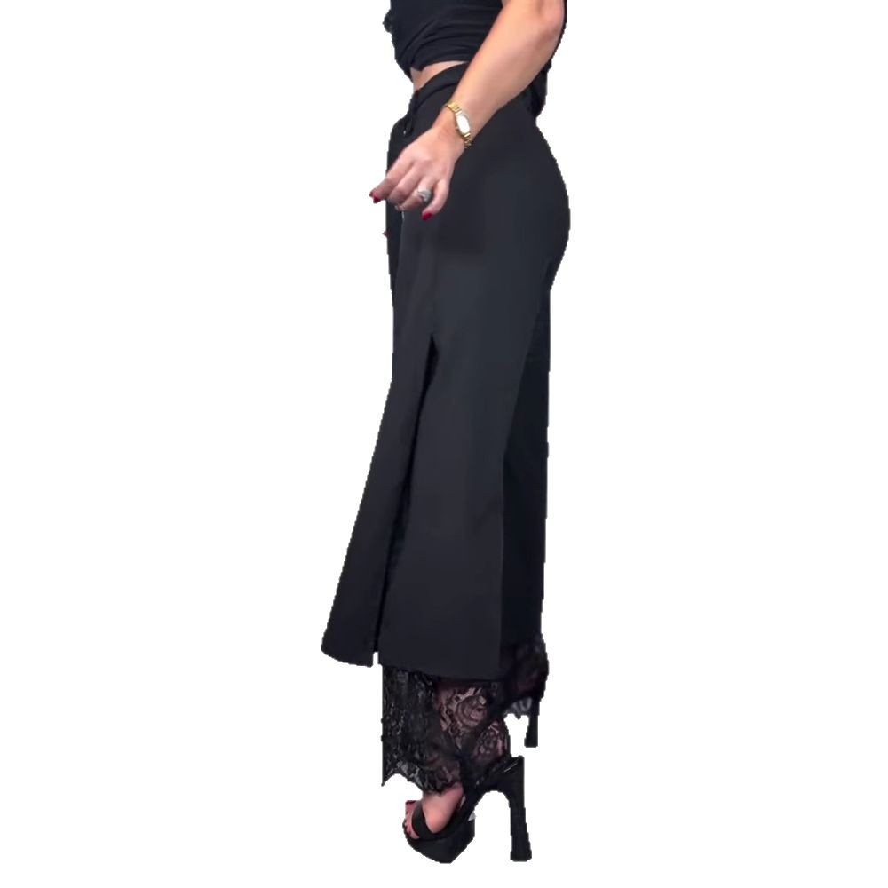Lace Stitching Tied Trousers