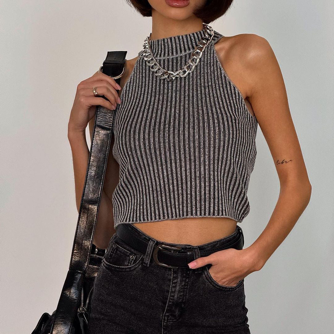 Grey Cotton Crop Top