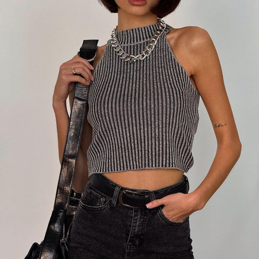 Grey Cotton Crop Top