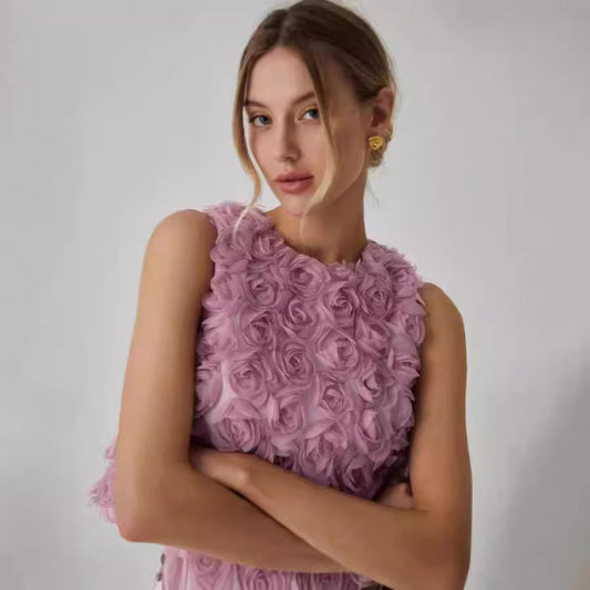 Three-dimensional Rose Blouse