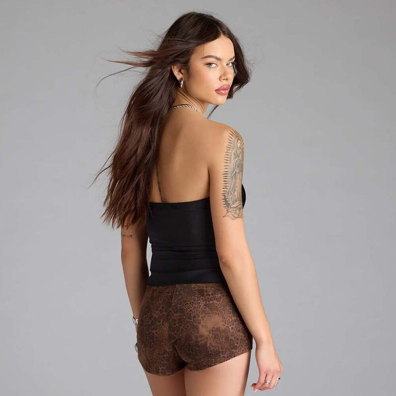 Strapless Buckle Beveled Tight Top Blouse