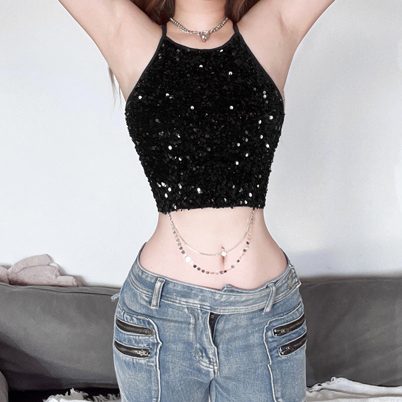 Sexy Chic Metal Chain Backless Camisole