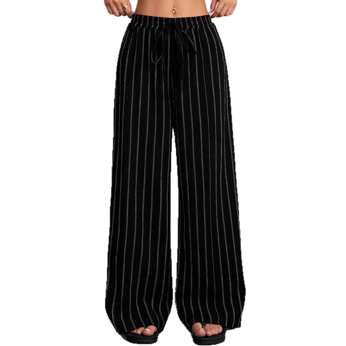 Striped Drawstring Waist Pants