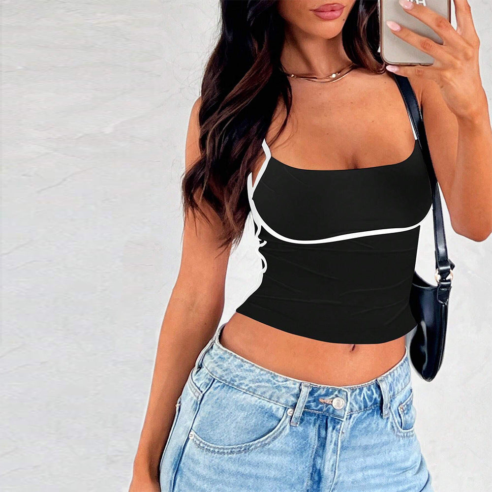 Black Camisole Strap Crop Top
