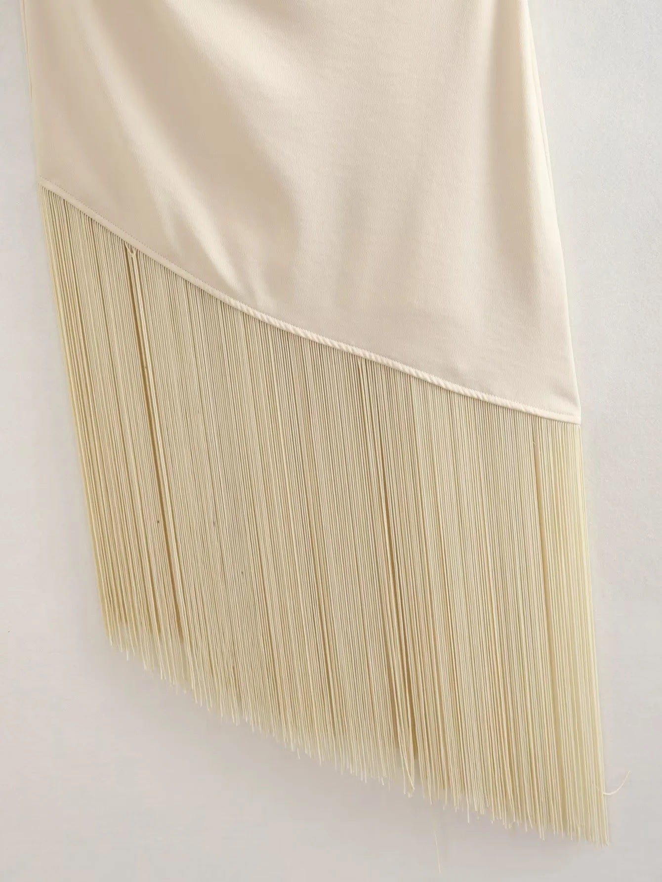 Pleated Slim-fit Slant-cut Bottom Tassel One-shoulder Vacation Casual Dress