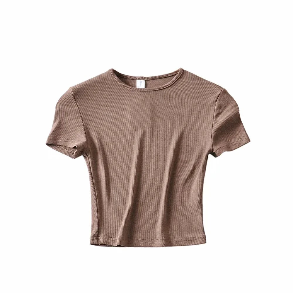 Basic Style Slim-fit Solid Color Crop Top