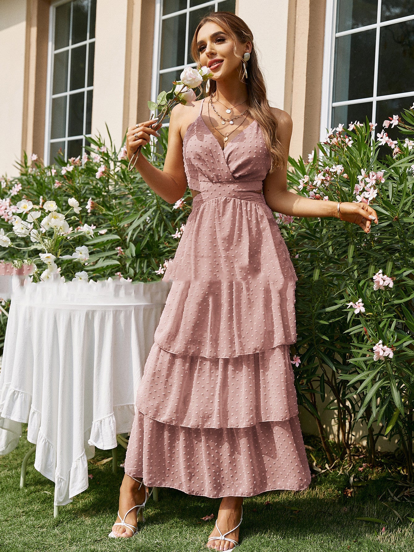 Cake layers maxi dress straps